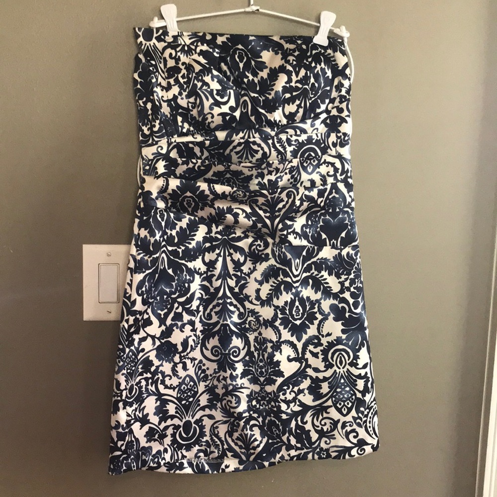 Beautiful Navy and Cream Classic Strapless Dress
